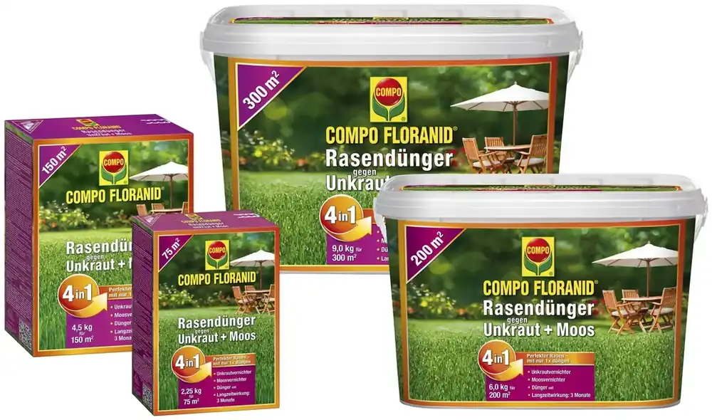 Floranid Rasendünger 4in1, gegen Unkraut & Moos - 6 kg Beliebt